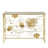 House of Hampton® Lenssen Gold Finish Peony And Ginkgo Console Table ...