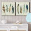 Shiplap Feathers I - Ensemble de 2 reproductions sur toiles tendues-1976533035