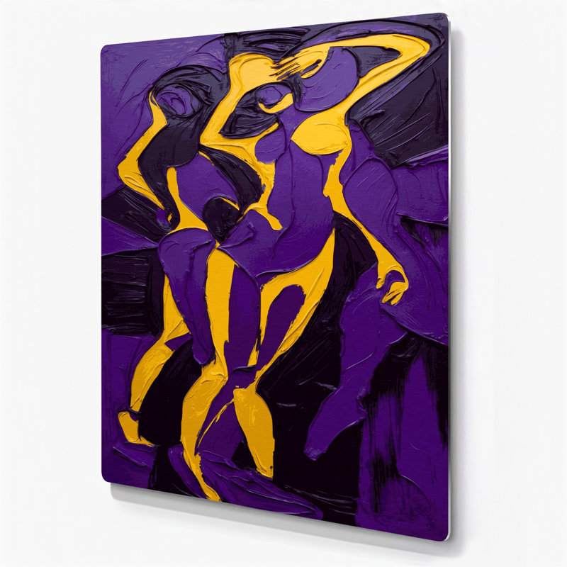 Abstrait art figuratif 69, métal mauve, H 11 po x l 14 po