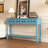  60" Rustic Entryway Console Table, Long Sofa Table with Bottom Shelf for Versatile Storage, Turquoise Green