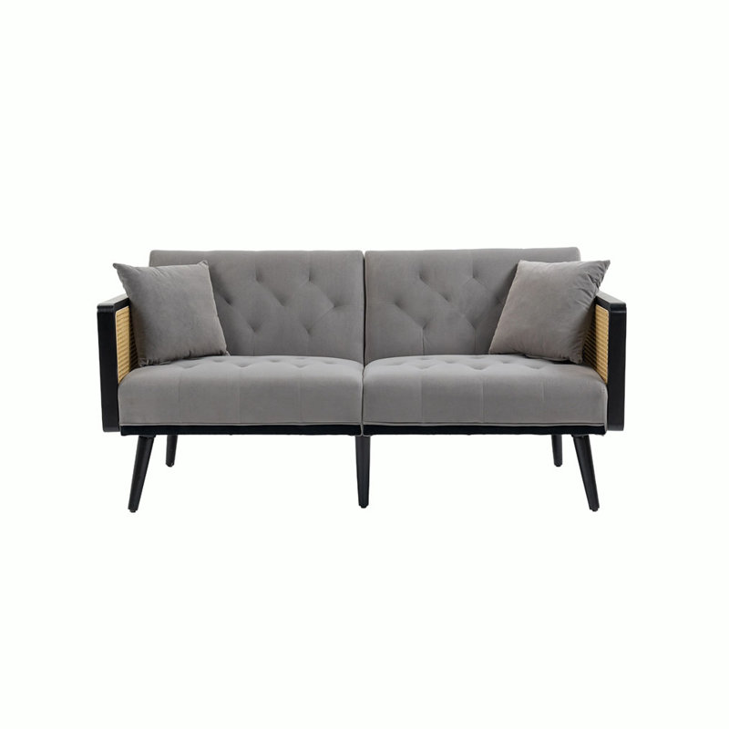 Causeuse rembourrée Arman, Velours gris foncé