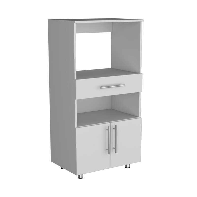 Armoire pour garde-manger avec support pour micro-ondes Worland, multifonctionnelle avec tiroir et 2 portes