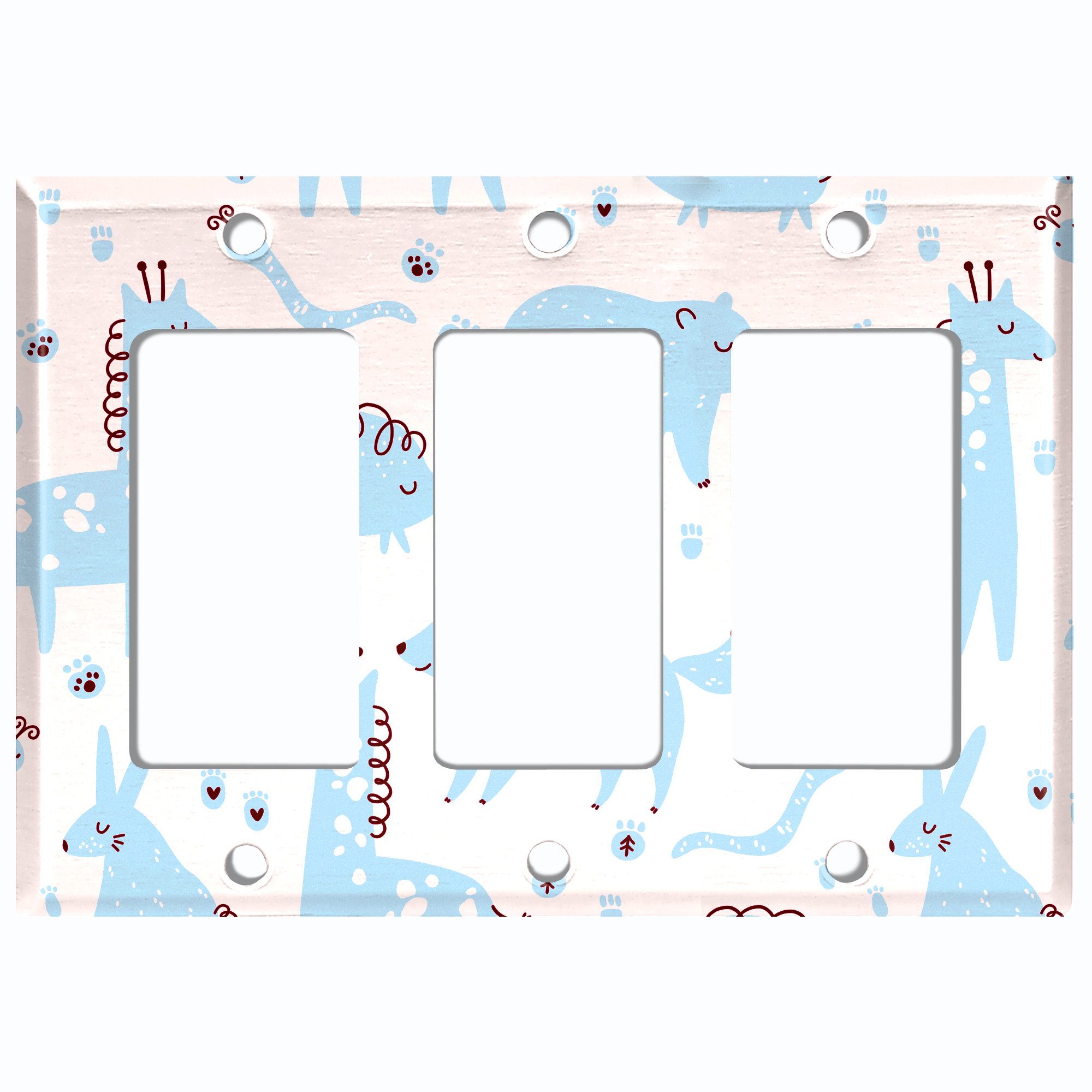 WorldAcc Zoo Animals Paws 3-Gang Rocker Wall Plate | Wayfair