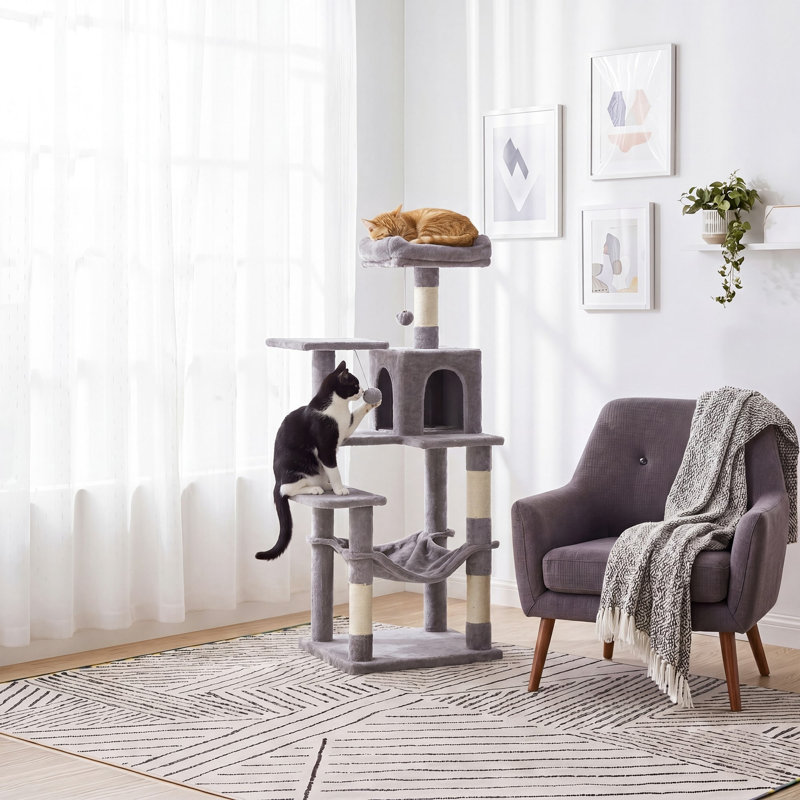 Maison pour chat à plusieurs niveaux, 57" H x 18" W x 22" D, Gris