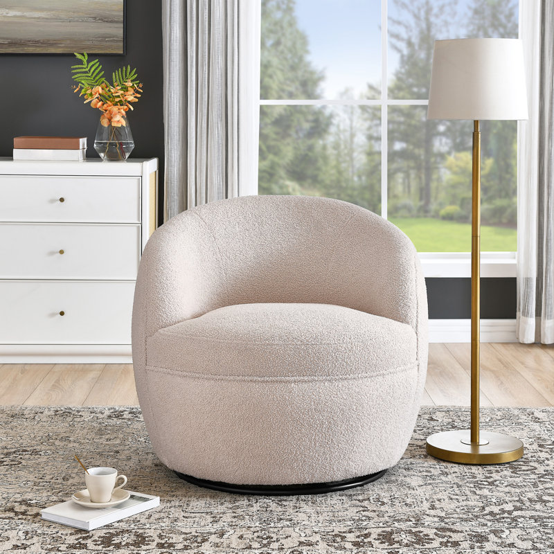 Chaise contemporaine beige avec pivotement à 360 ° et mousse pour une assise relaxante beige à 360 degrés, Beige