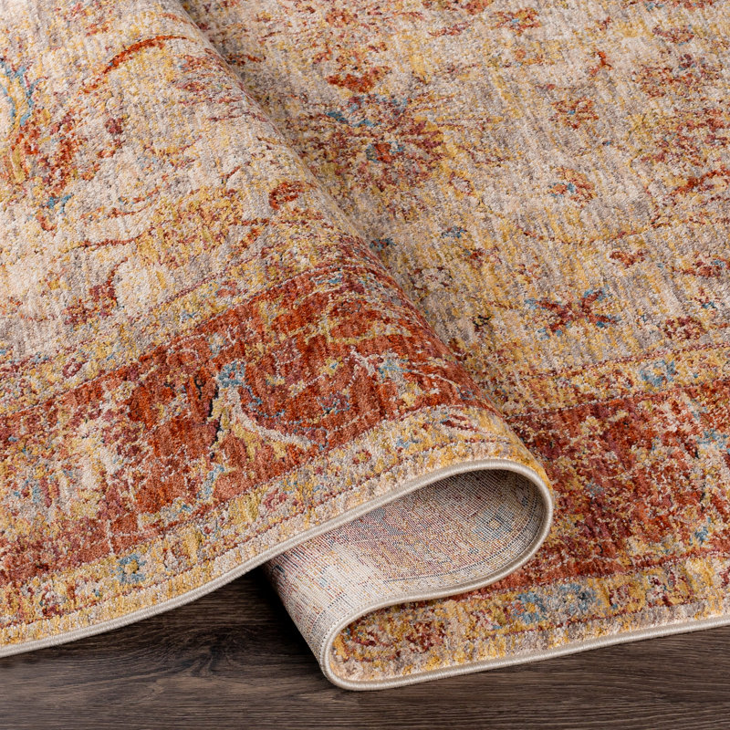 Tapis oriental orange / beige tissé à la main Allie, Rectangle 2 pi 7 po x 4 pi