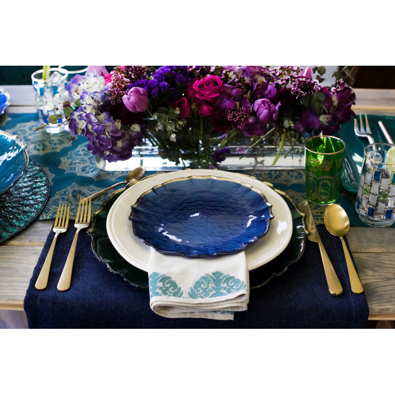Baroque Glass Salad/Dessert Plate, White