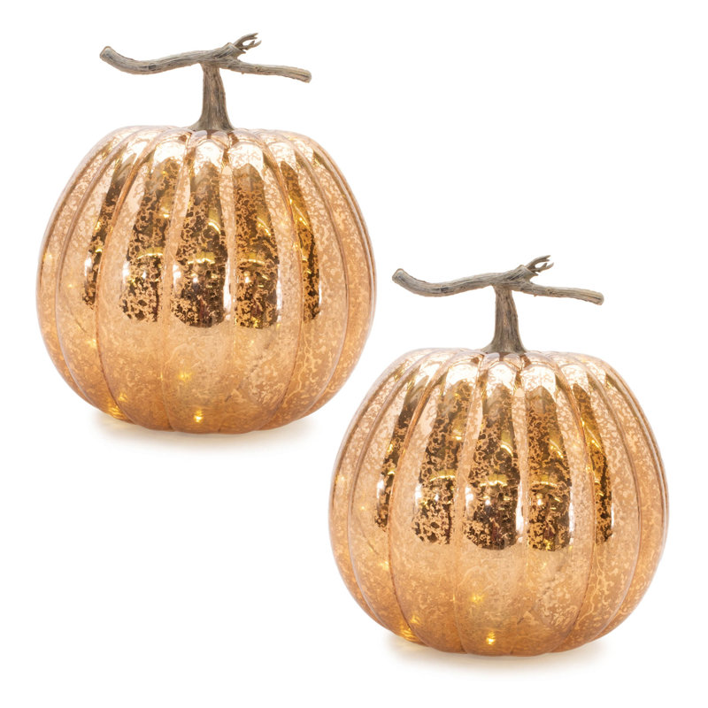 LED Mercury Glass Pumpkin Decor