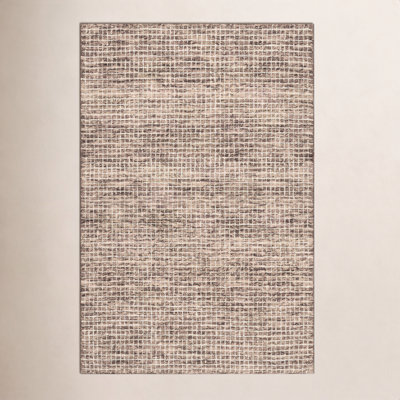 Brown Hand-Tufted Checkered Wool Rug