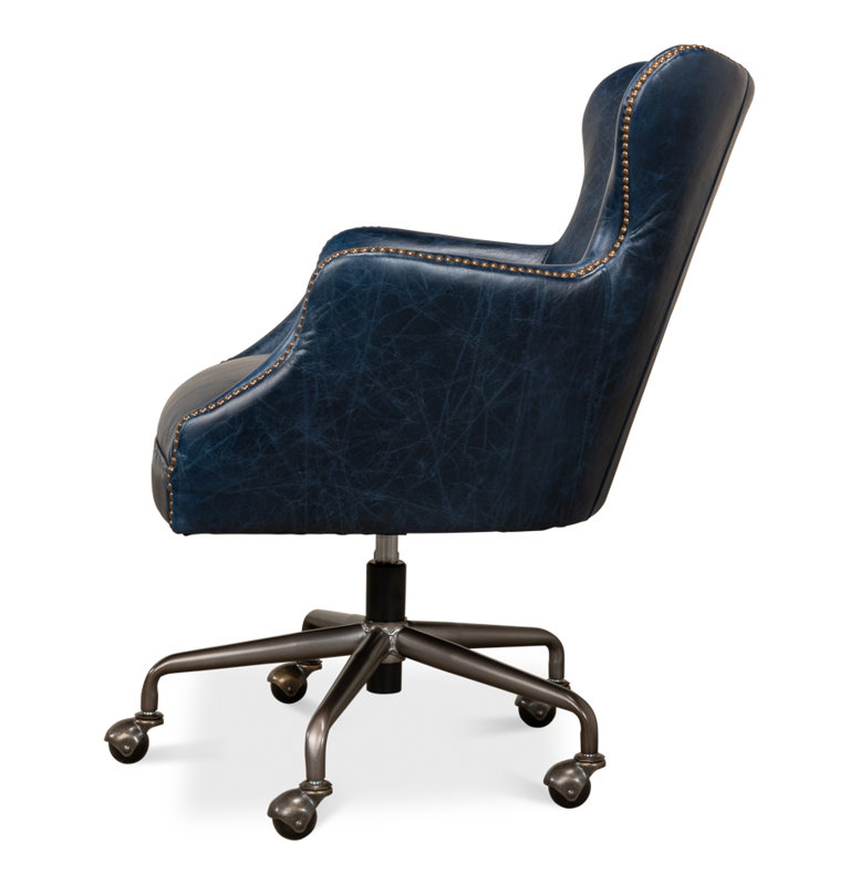 McKellen Leather Executive Chair, Chateau Blue