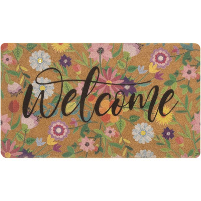 Spring Welcome Door-Mats Floral Coir Doormats - 30"X17"Non Slip ...