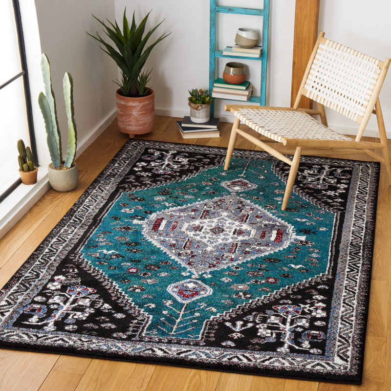 Tapis oriental vert / noir, Rectangle 8 pi x 10 pi