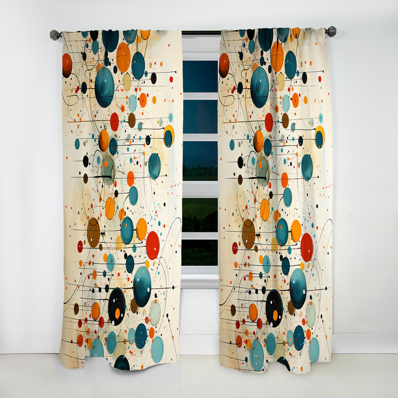 Rideau obscurcissant vert moyen beige Mid Century Abstract Retro IV - Mid-Century, L 52 po x L 120 po