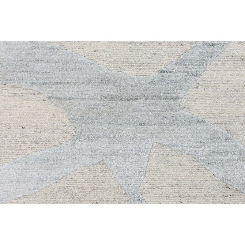 Hand Knotted Wool Area Rug in Teal, Rectangle 10' x 14'