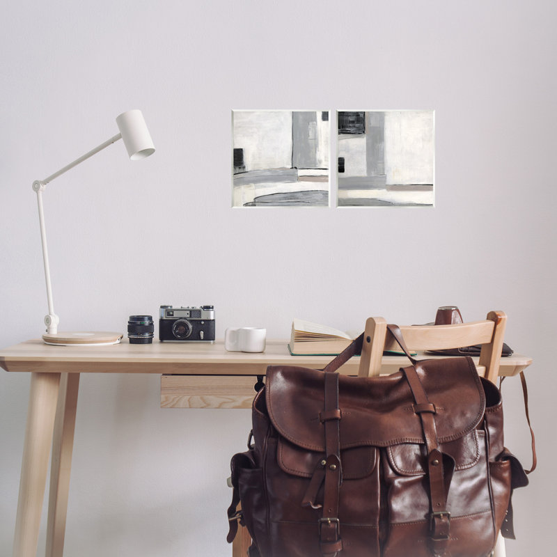 «Industrial Abstract Gray Geometric» par Sally Swatland, ensemble de 2 peintures