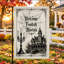 Drapeau de jardin de bienvenue pour l'Halloween, double face, 30 x 45 cm, noir et beige, motif maison hantée-1126015385