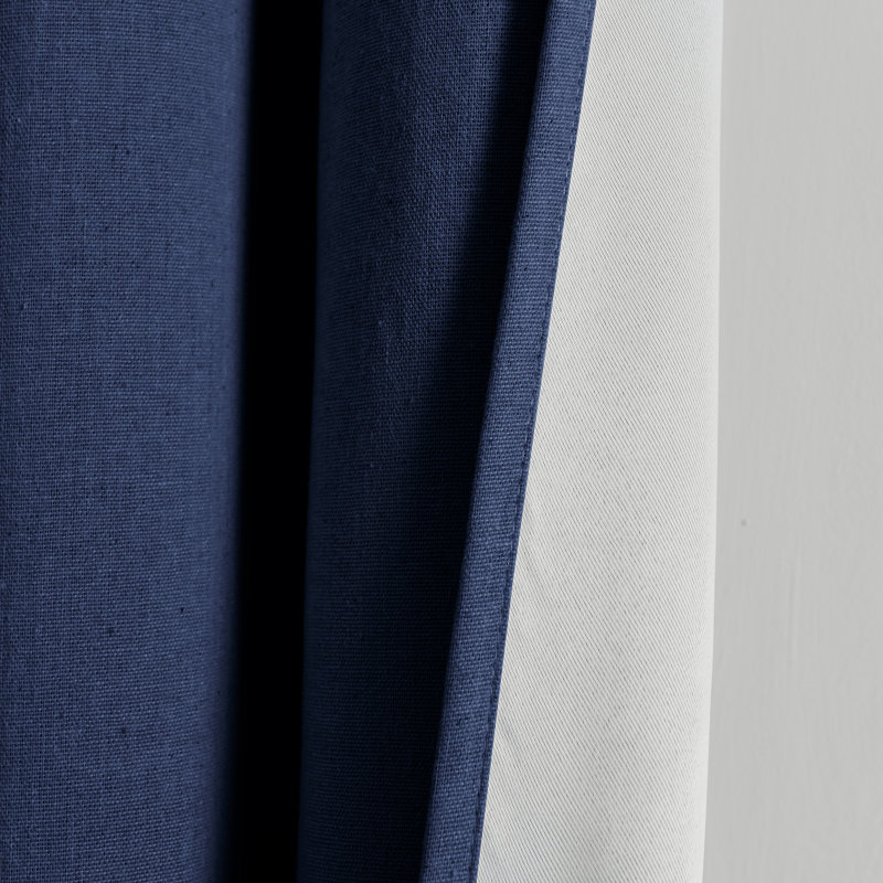 Lush Decor Linen Grommet Cotton Blend Blackout Curtain, Navy