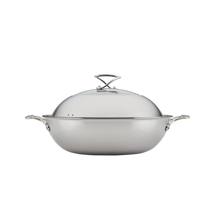 Circulon Clad Stainless Steel Wok and Hybrid SteelShield and Nonstick Technology, 14 Inch, Silver