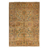Hand Knotted Wool Oriental Area Rug in Ivory And Gold
