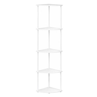 Corner Bookcase Adjustable Corner Bookshelf Unit for Living Room White