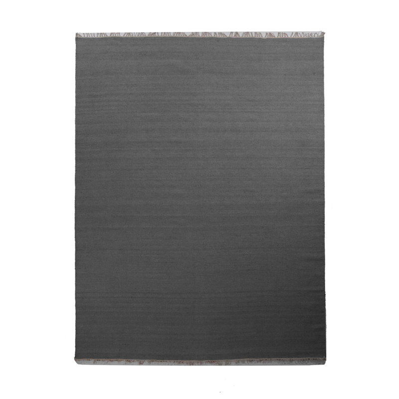 Alithea Hand Woven Flat Weave Kilim Wool Eco-Friendly Area Rugs - Rectangle, Charcoal, Plain Solid Design, Low Pile Handmade Area Rugs for Living Room, Bed Room