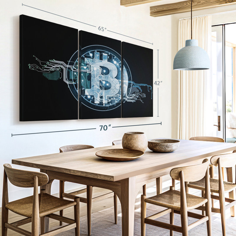 "Bitcoin Crypto" sur toile, H 42 po x l 65 po