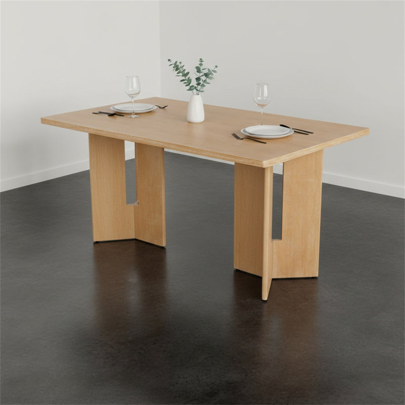 60-inch Rectangular Wooden Dining Table With Carved Legs, Suitable For Dining Rooms And Living Rooms., Natural Wood Wash