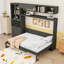 Lit escamotable en bois avec canapé et armoire et port USB-1117803998-1117803995