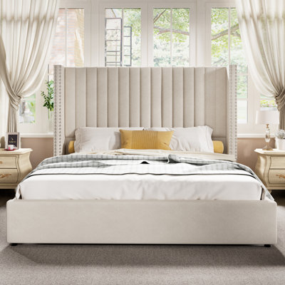 Leesburg Upholstered Wingback Storage Bed
