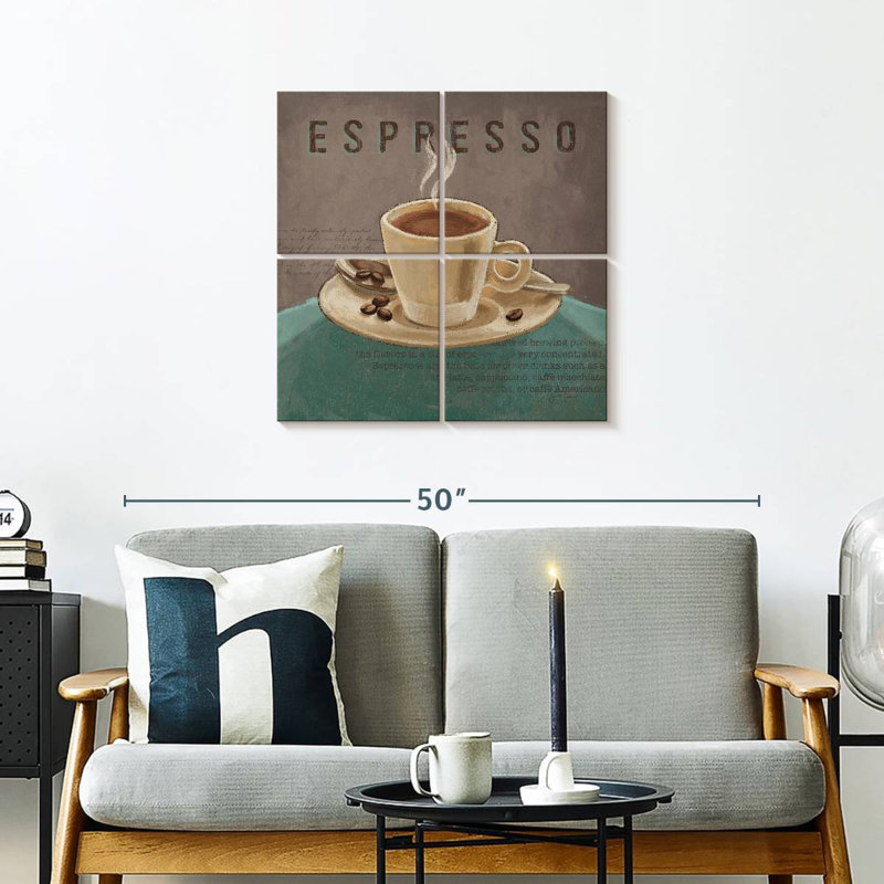 Yarlin Coffee And Co II bleu sarcelle et gris, H 26 po x l 26 po
