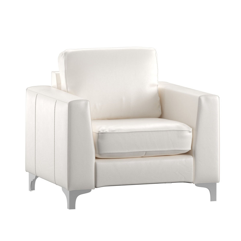 Fauteuil club en cuir 41 po, Cuir assorti blanc