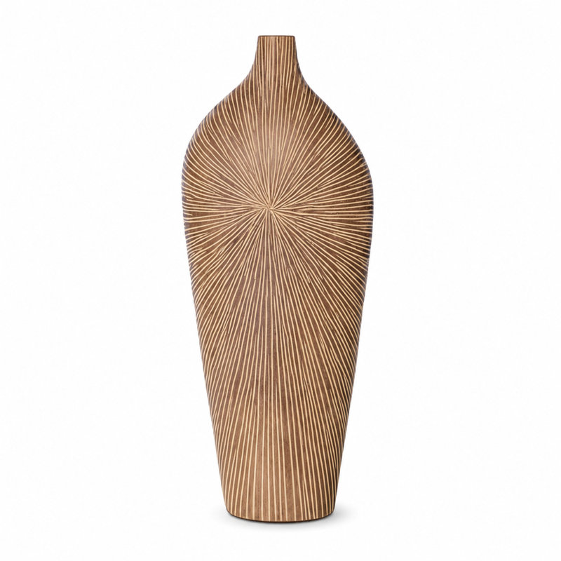 Forest Maple 18" Tall Textured Polyresin Decorative Table Vase, Brown