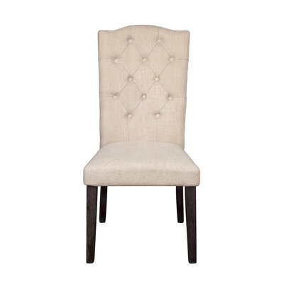 Beige Linen Upholstered Side Chairs Of 2 For Dining, Back, And Weathered Finish Legs, 26 - Inch Product Width, 41 Height 36 Pound Package Weight