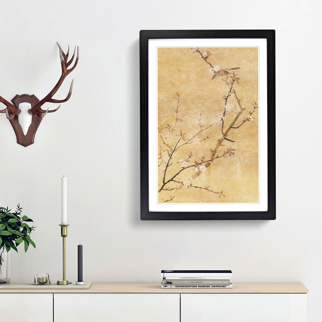 Bird on Cherry Blossoms by Maruyama Okyo - Picture Frame Painting Print