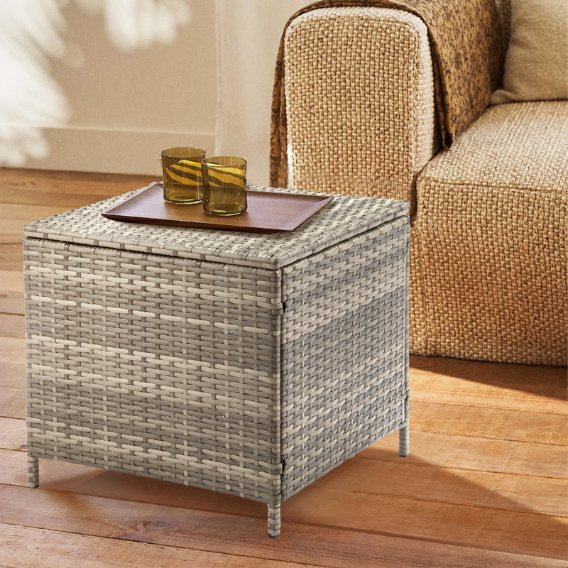 Table d'appoint de patio en osier, Gris