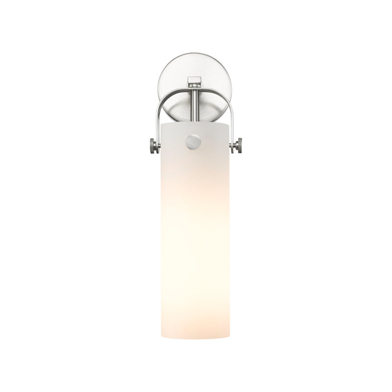 Erie Armed Sconce, Matte White, Satin Nickel