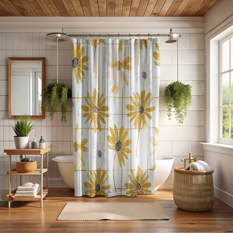 Rideau de douche Flower Plaid - Premium 106, H 74 po x l 71 po
