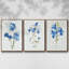 «Blue Blossom Botanical I», ensemble de 3 cadres flottants sur toile-97759134-97759135