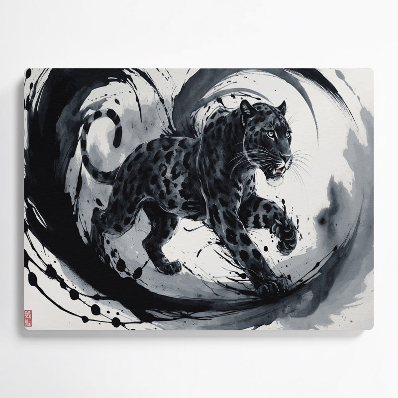 «Big Cats», léopard noir de Java, art mural en métal noir, H 12 po x l 18 po