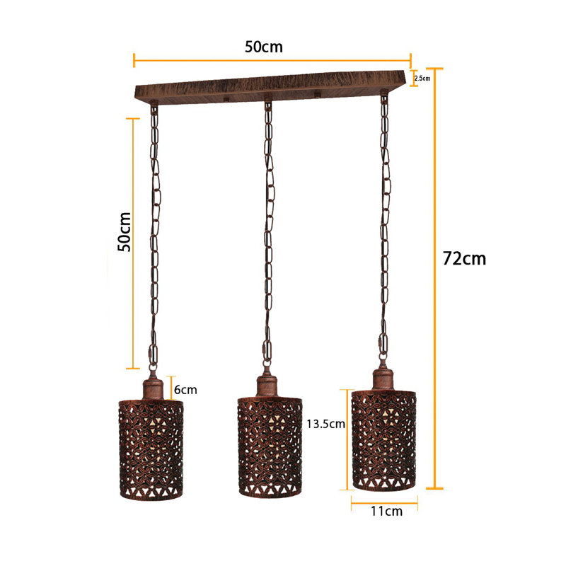 Nayla 3 - Light Kitchen Island Pendant, Yes, Rustic Red, Rustic Red