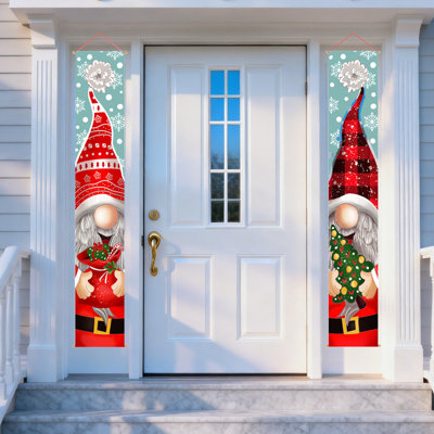 Christmas Decoration Door Curtain Couplet 2-Piece Set, Creative Cartoon Couplet For Faceless Elderly People 180X30cm Door Hanging Decoration, Outdoor New Year Decoration Decoration Adds Festive Atmosphere