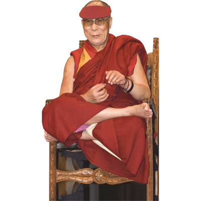 H48850 Tenzin Gyatso 14ème Dalai Lama assis en carton découpé debout