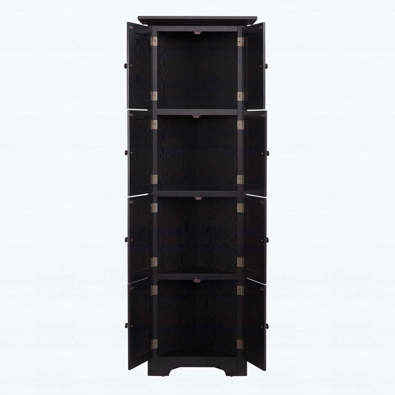 Armoire d'angle à 4 niveaux avec 8 portes, Noir