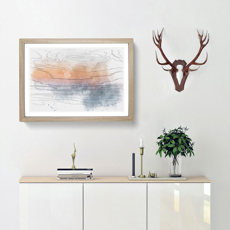 Beautiful Beach - Picture Frame Graphic Art Print, Oak Framed, 62cm H x 87cm W x 2cm D