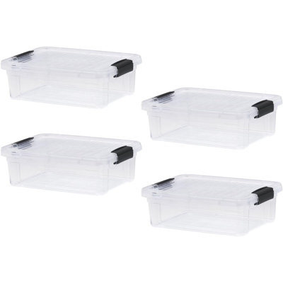 Latitude Run® Clear Storage Bins with Lids, 4 Pack- Plastic Storage Boxes for Home