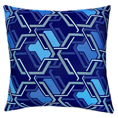 Linked Midnight Geometric Square Indoor / Outdoor Pillow Cover & Insert