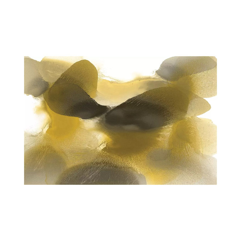 Free Form Gold On White by Hannah Carlson - Wrapped Canvas Painting, 20.32 cm H x 30.48 cm W
