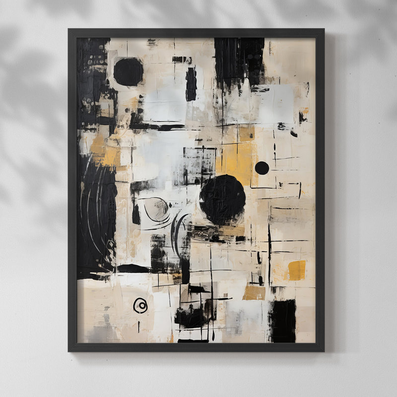 ABSTRACT Series CCCCL XXXVI - Impression encadrée de qualité supérieure - Prêt à être accroché - Aucun clou requis, Noir