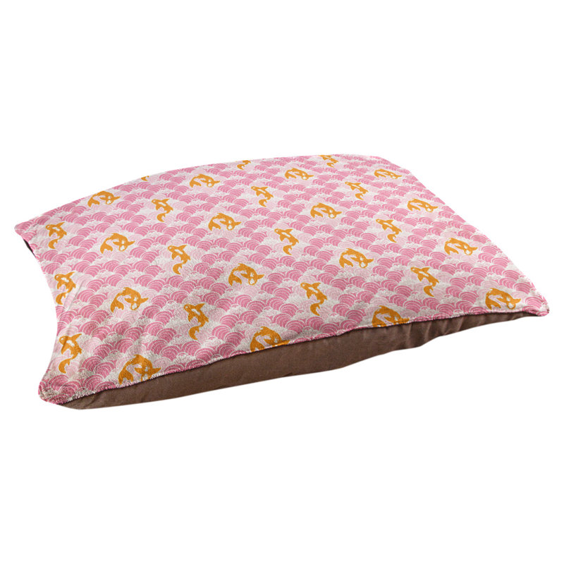 Coussin d’ondulations koi fish Byrge, Moyen (l 30 po x P 10 po x H 20 po), Rose / jaune