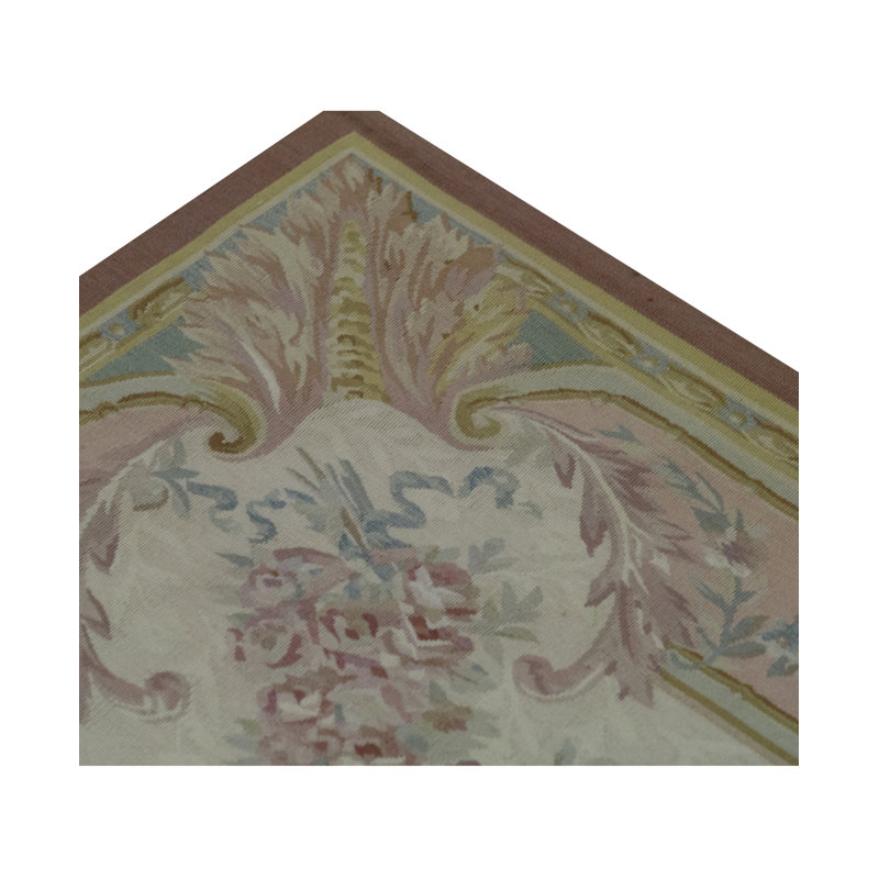 Tapis beige et rose noué à la main de haute qualité